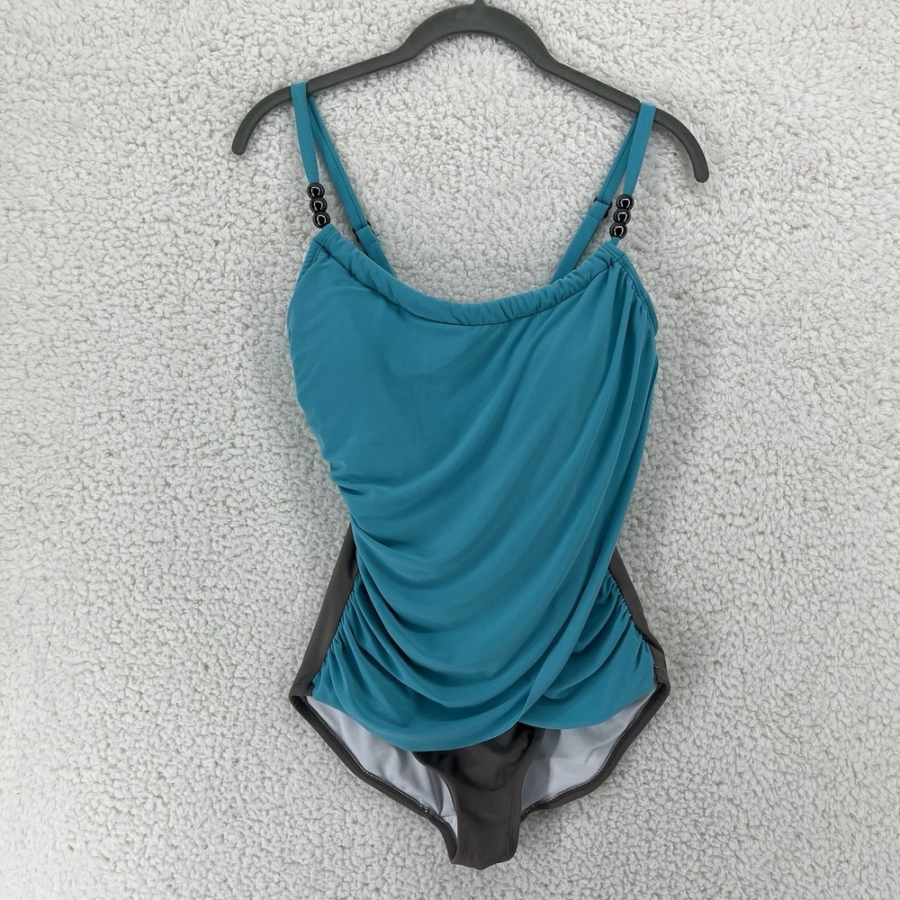 Venus One Piece Swimsuit Size 8 Ruched Slimming Pool Blue Resort Beach Padded